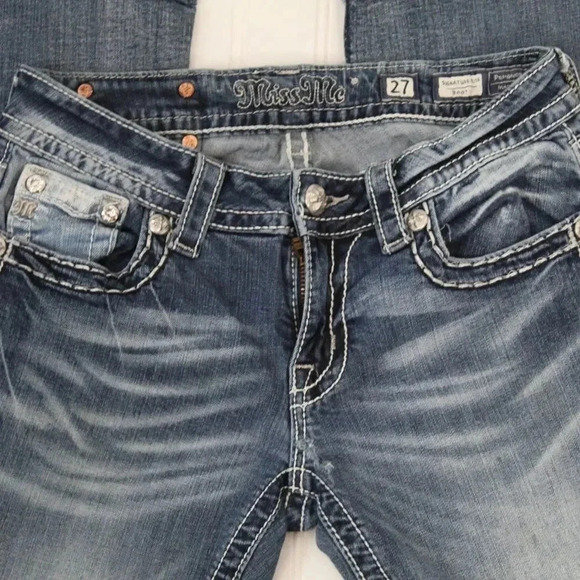Miss me white stitch signature boot cut bling bootie jeans size 27 - Picture 9 of 11